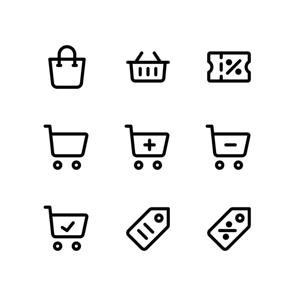 E Commerce Icons with Cart, Basket and More vector