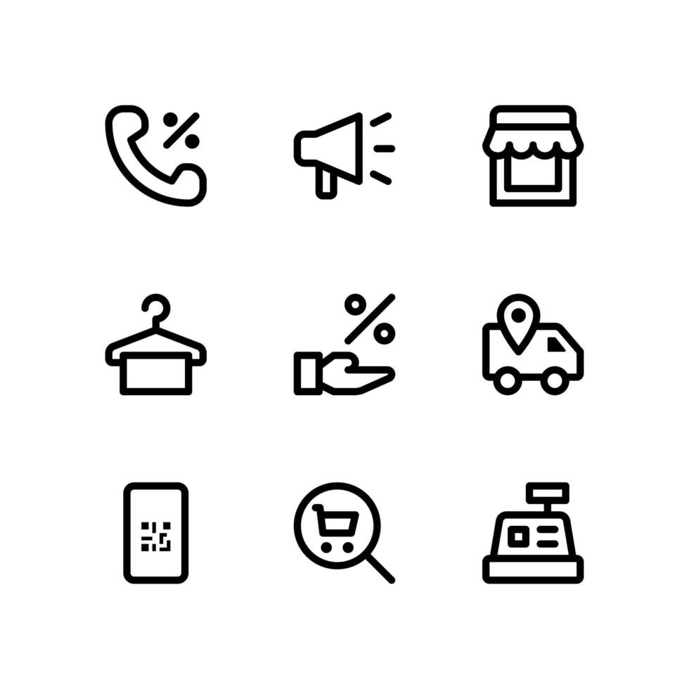 E Commerce Icons with Phone, Barcode and More vector