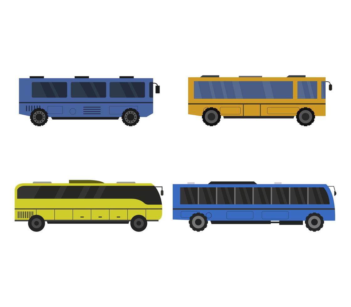 Set Of City Buses Icons  vector