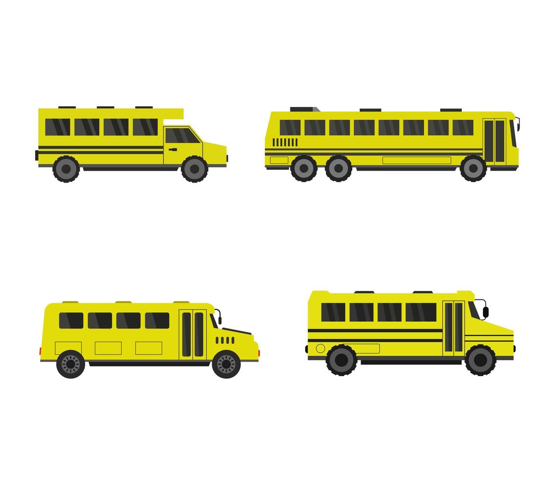 conjunto de iconos de autobuses escolares vector