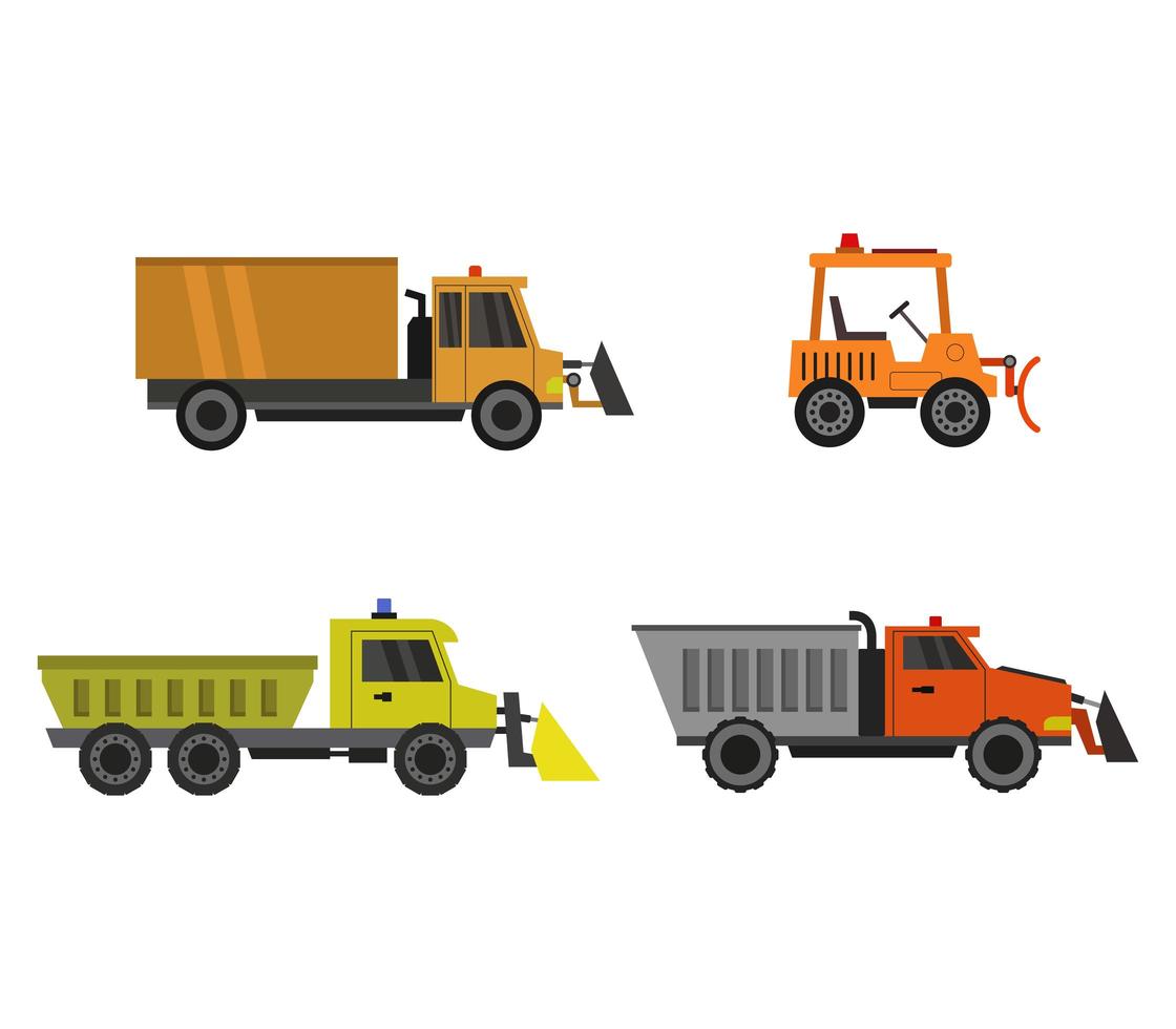 Snowplow Icons Set vector