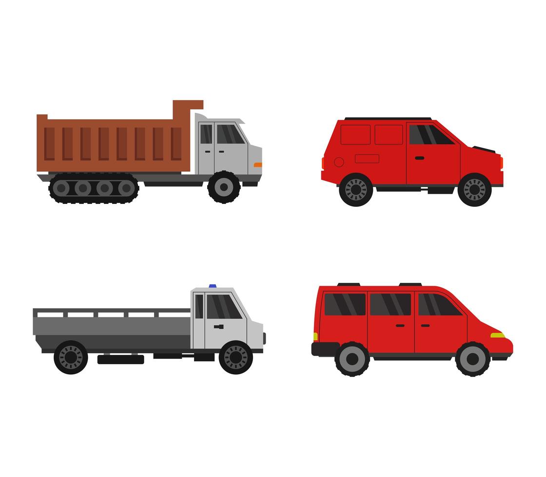 Set of Trucks and Vehicles Icons  vector