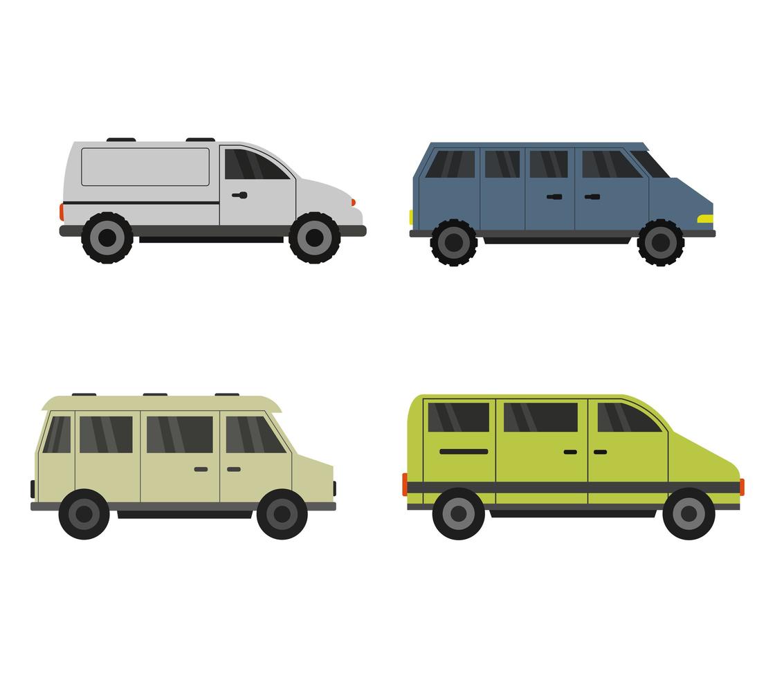 Set of Colorful Van Icons  vector