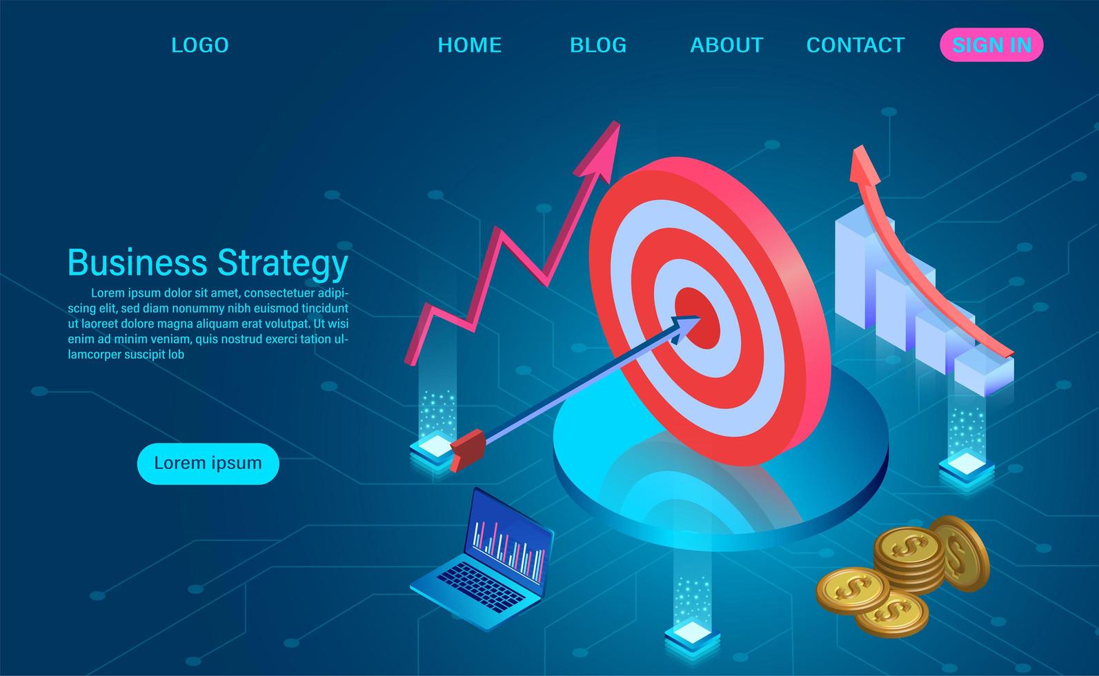 Target on Table with Arrow Business Strategy Concept vector