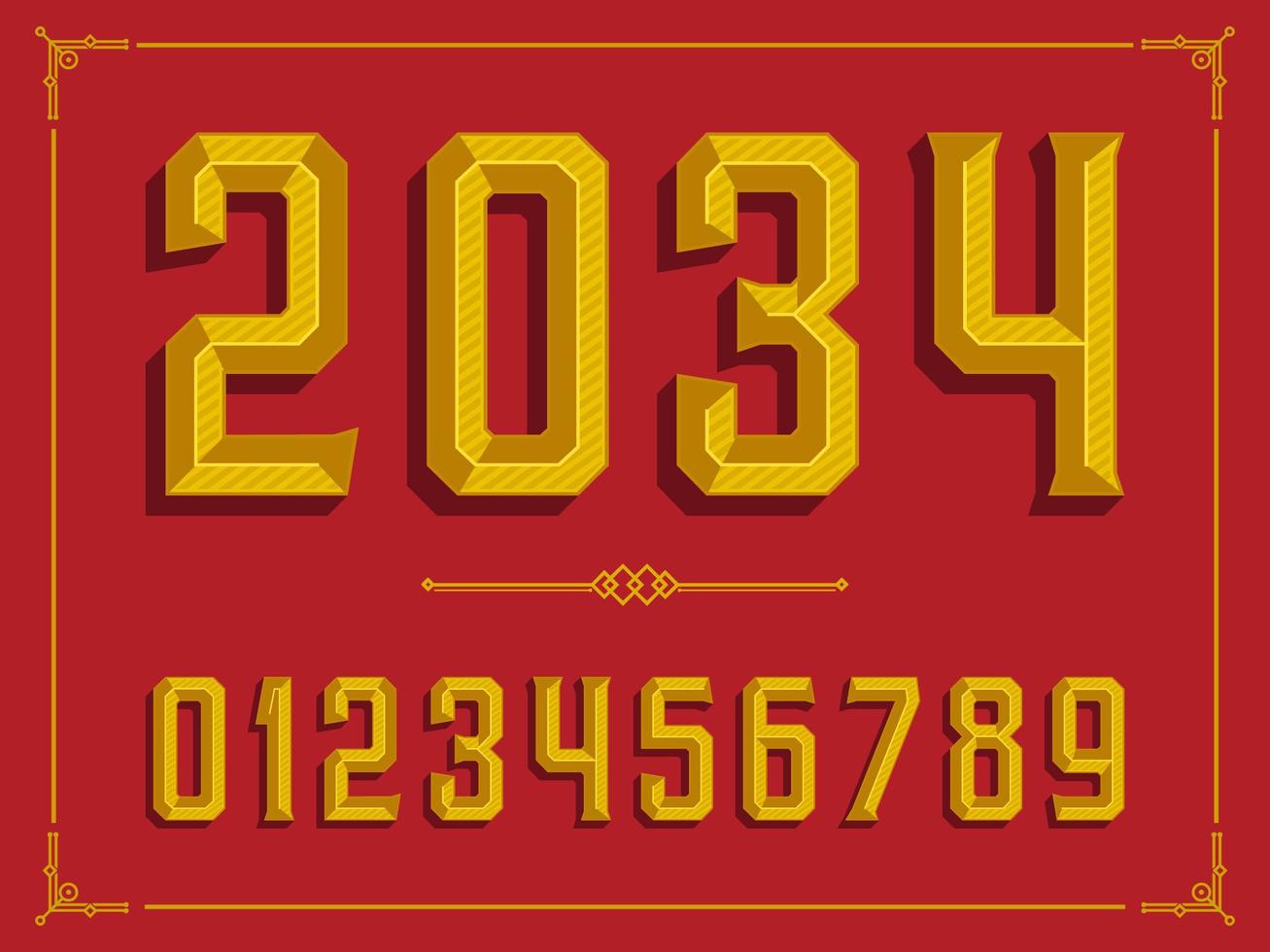 Retro Golden Beveled Numbers vector