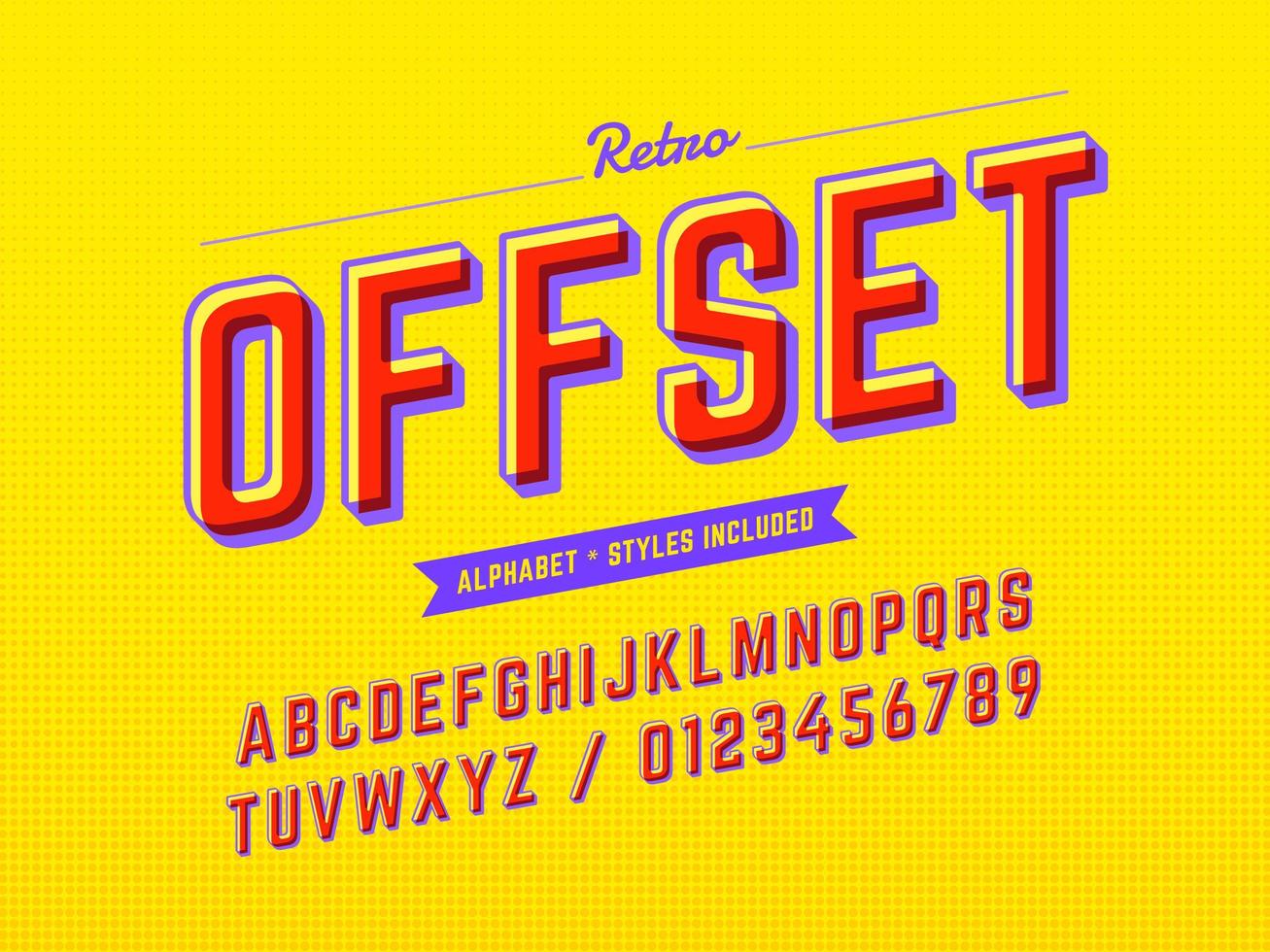 3D Offset Retro Pop Alphabet vector