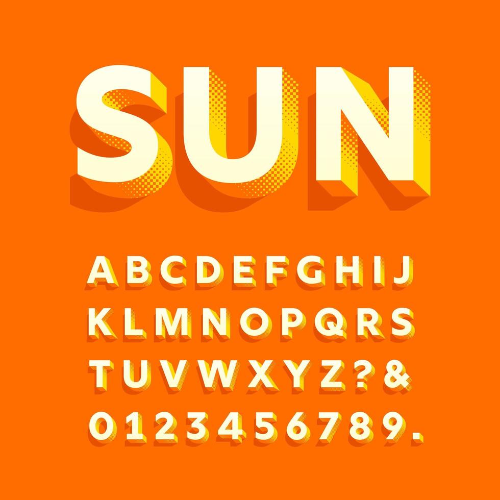 Sun Modern 3D Bold Alphabet vector