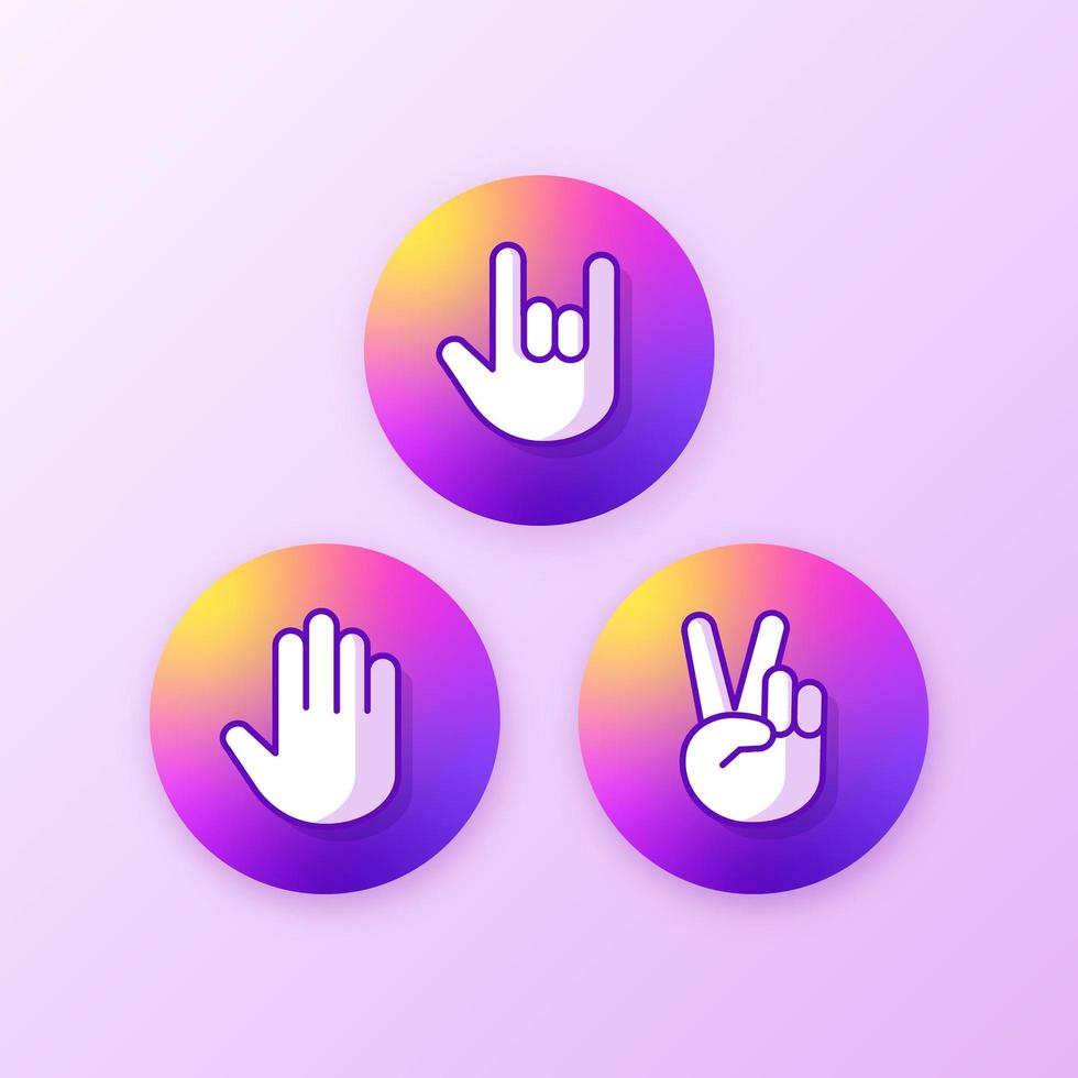 Colorful Rock Paper Scissors Icon Buttons vector