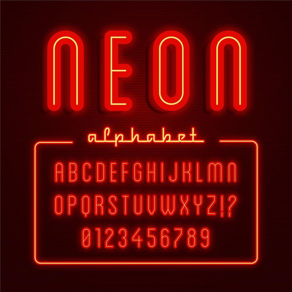 Glowing Red Neon Alphabet vector