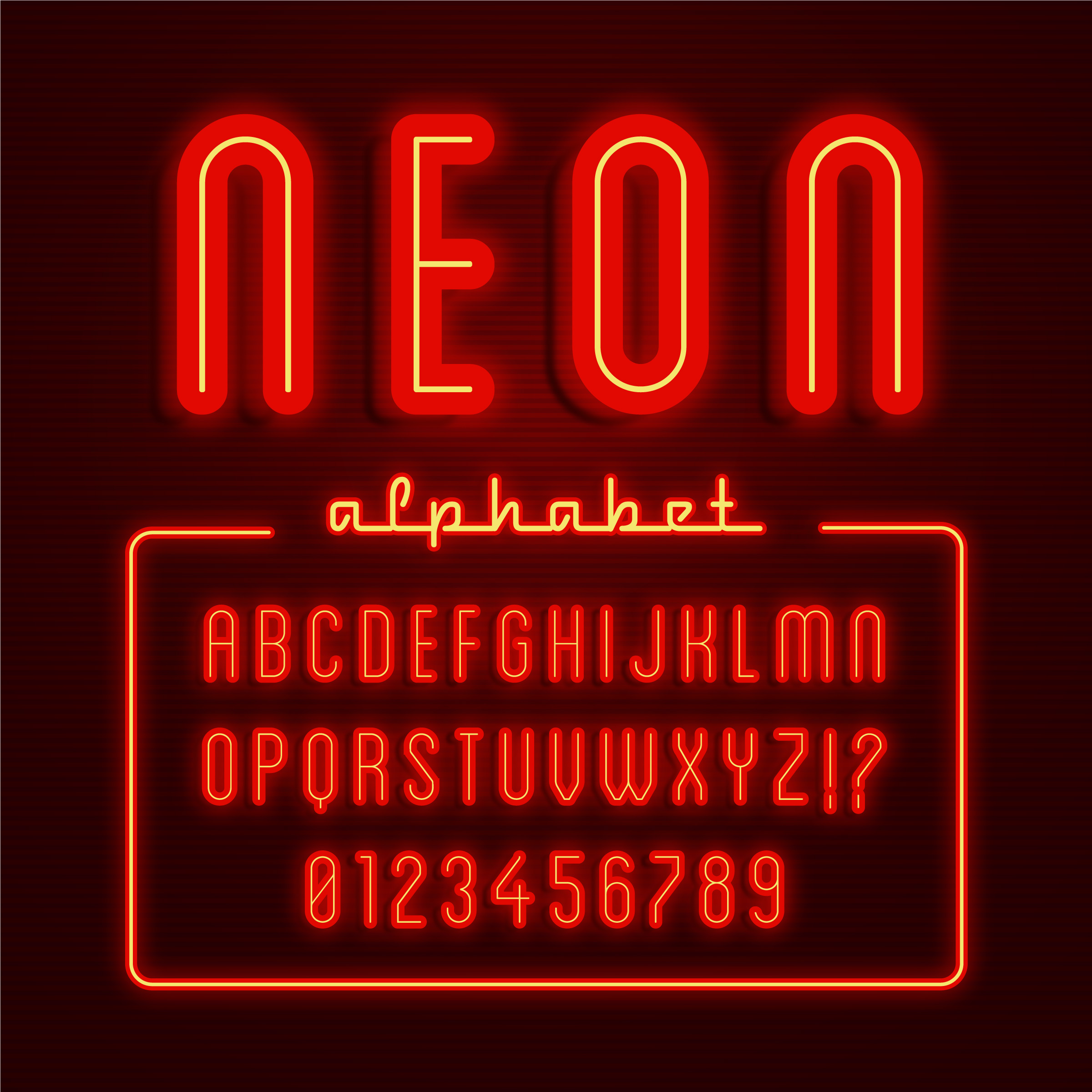 Glowing Red Neon Alphabet 833578 Vector Art at Vecteezy