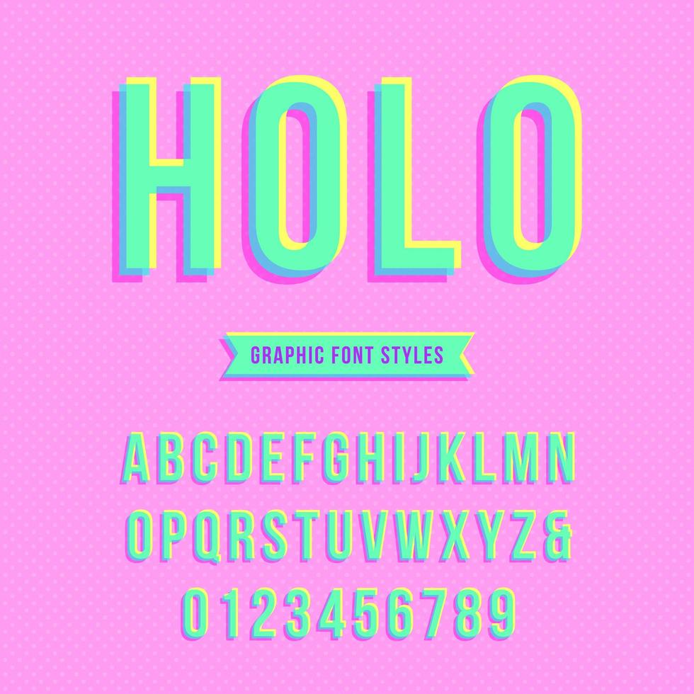 Holographic Overprint Pop Alphabet vector