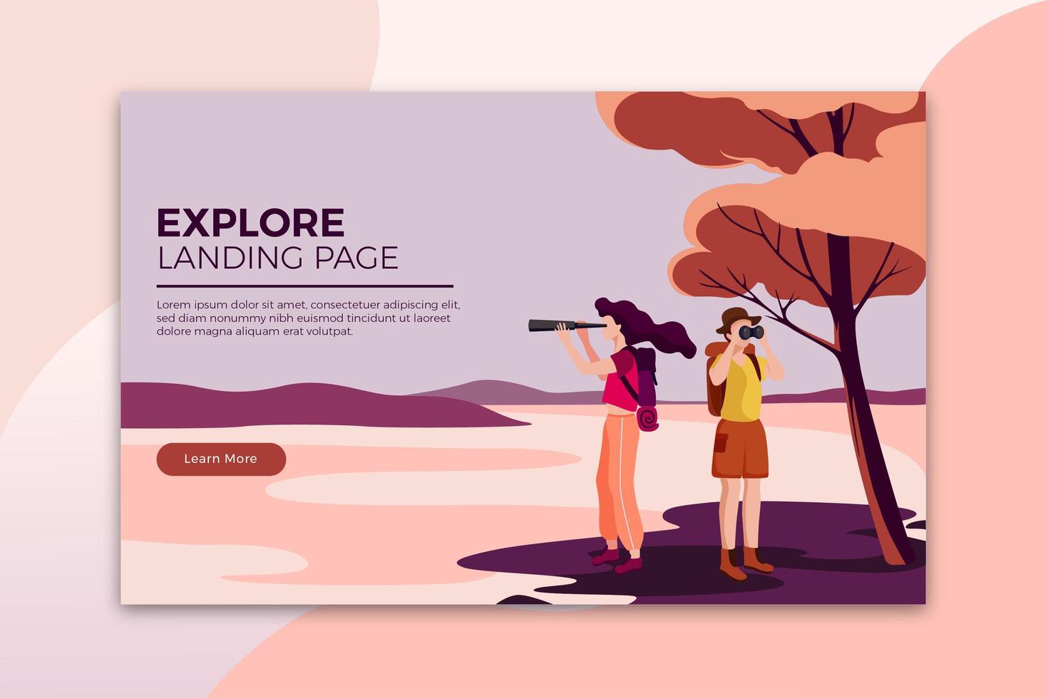Explore Landing Page vector