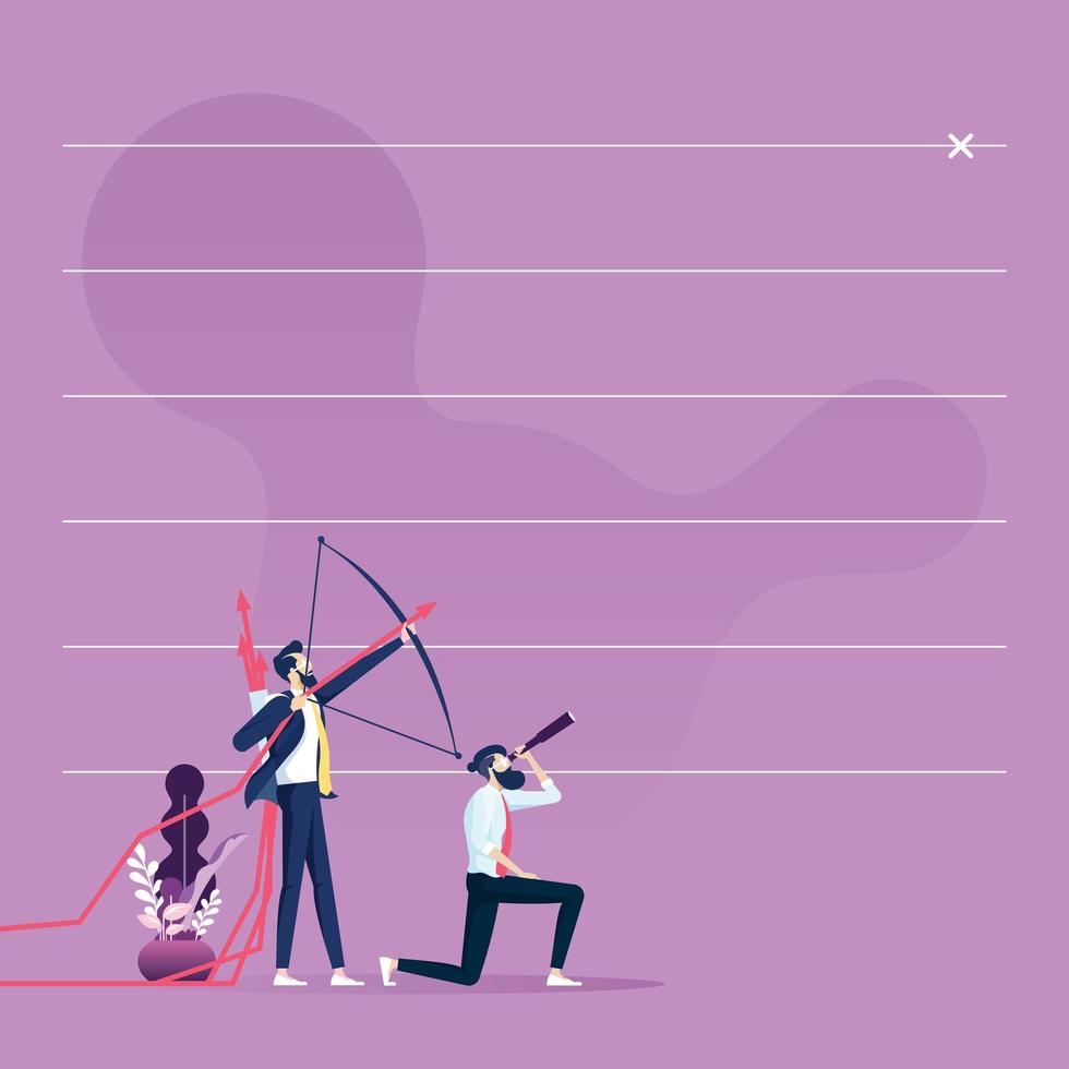 Businessman Aiming Bow and Arrow Upward vector