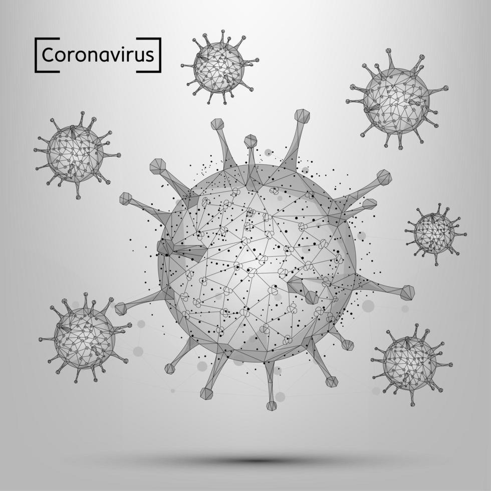 línea abstracta y punto corona corona virus. vector