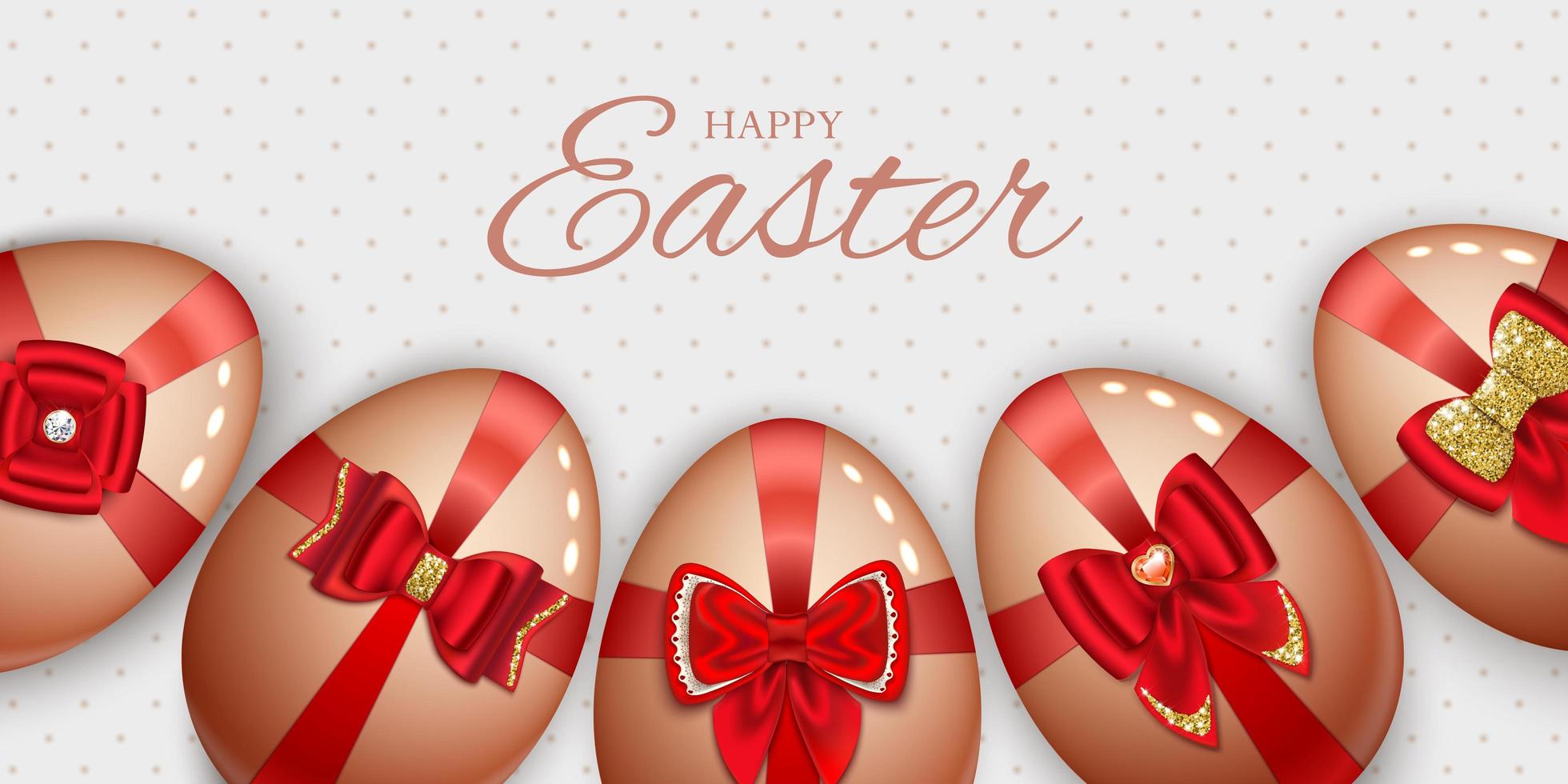 Happy Easter Banner with Eggs with Bows vector