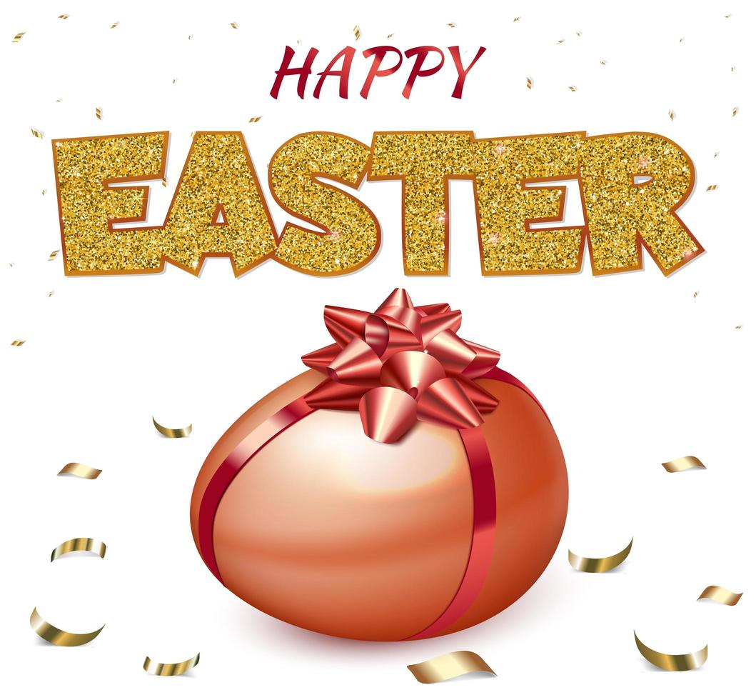 Happy Easter Poster with Red Egg vector