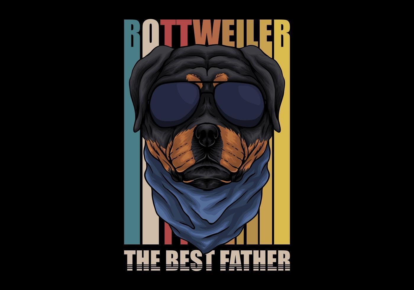 Retro Rottweiler Dog with Eyeglasses vector