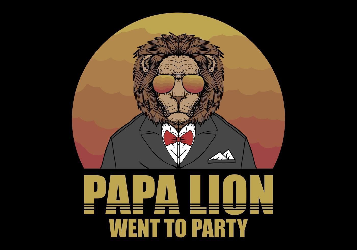 papa león en estilo retro vector