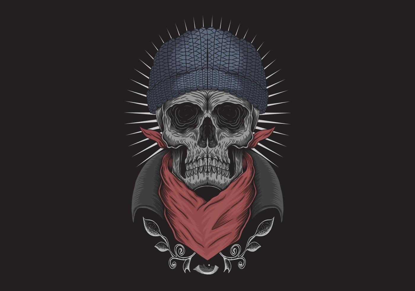 Skull bandana with third eye  vector