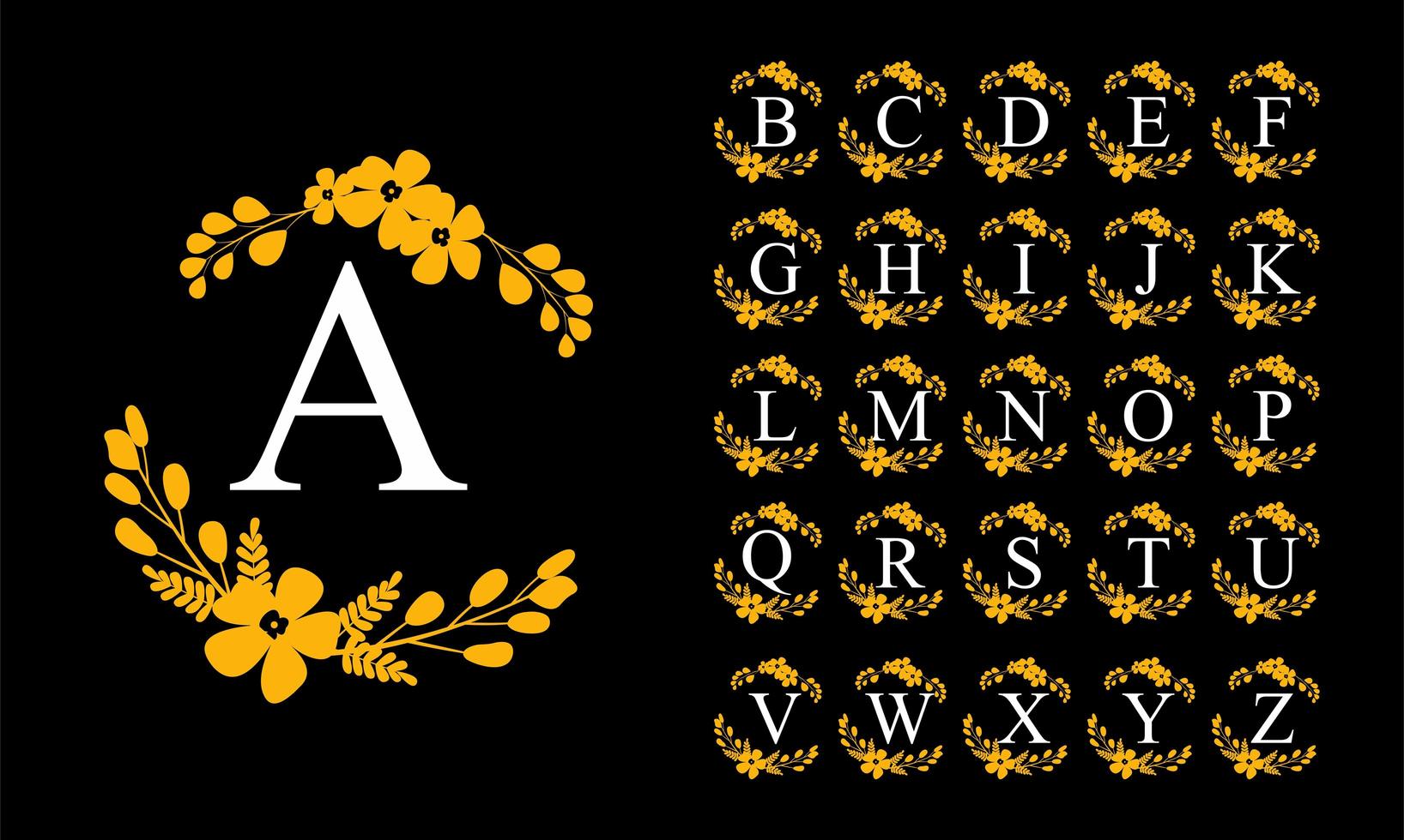 Alphabet set in flowers vector