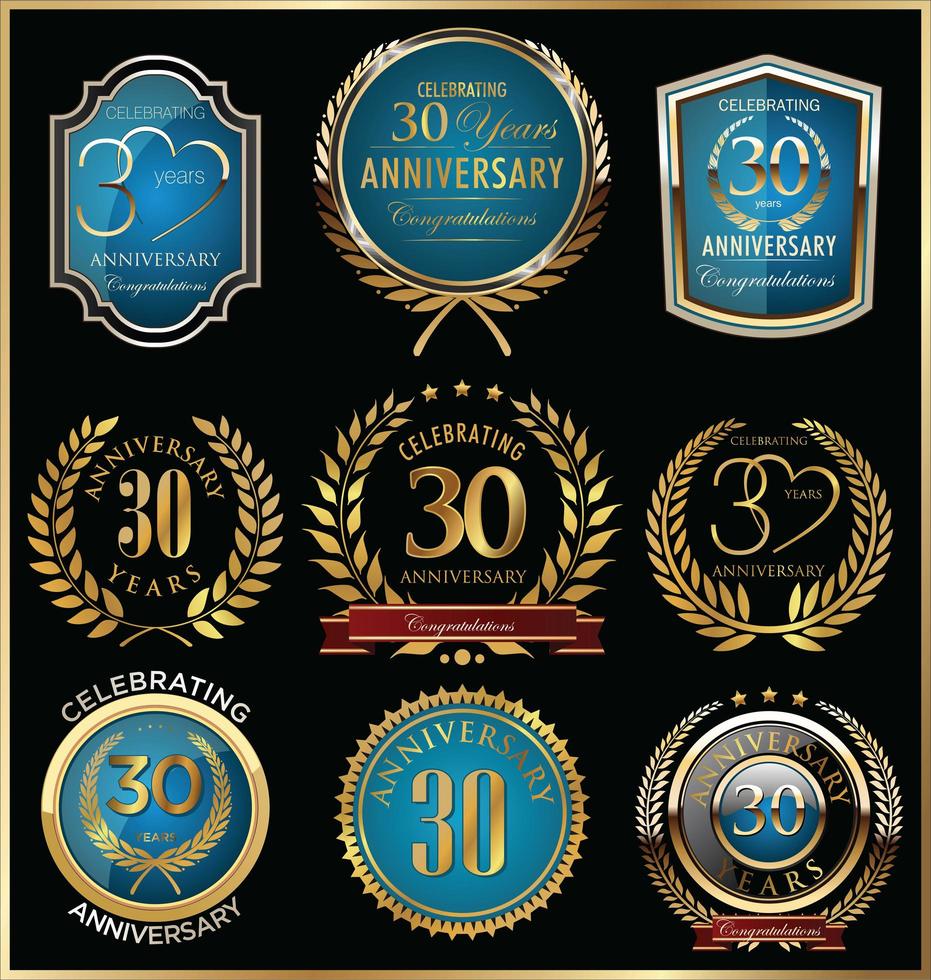 30th Anniversary Badge Templates vector