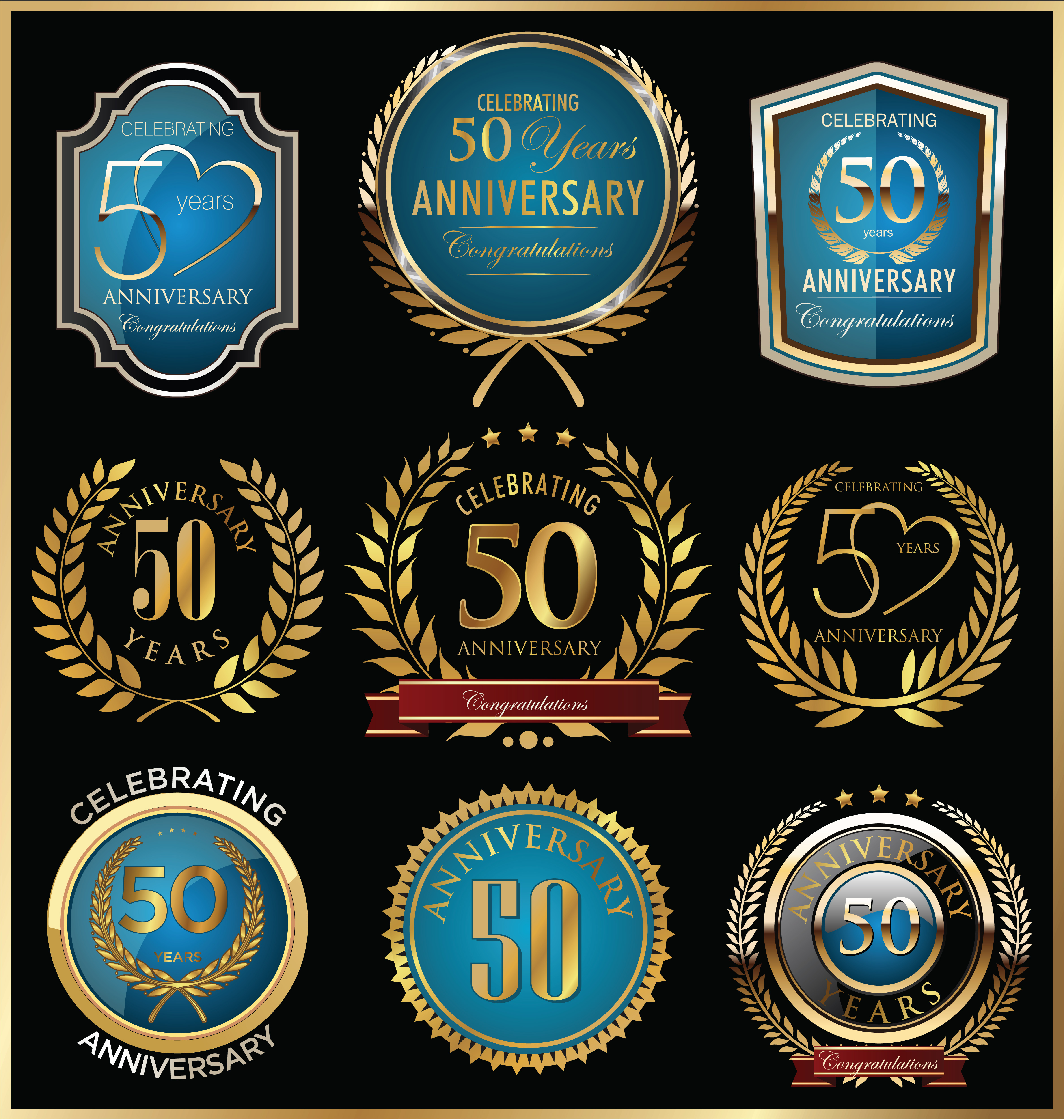 Download 50th Anniversary Badge Templates - Download Free Vectors, Clipart Graphics & Vector Art