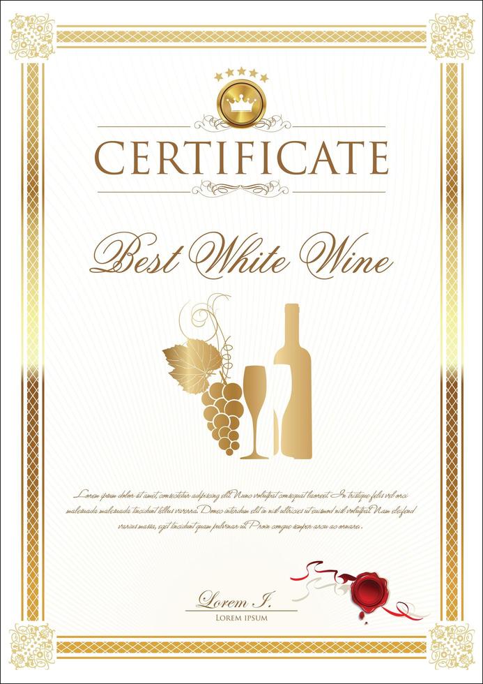 Best White Wine Certificate vector