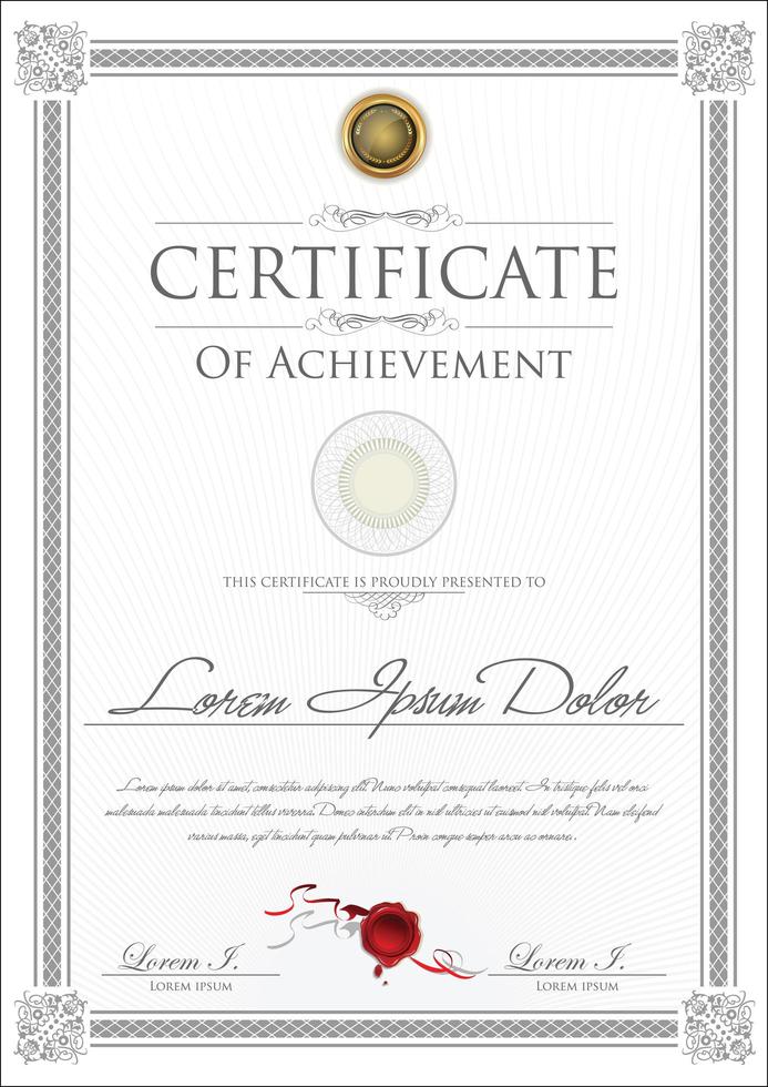 Gray Border ''Certificate of Achievement'' Template vector