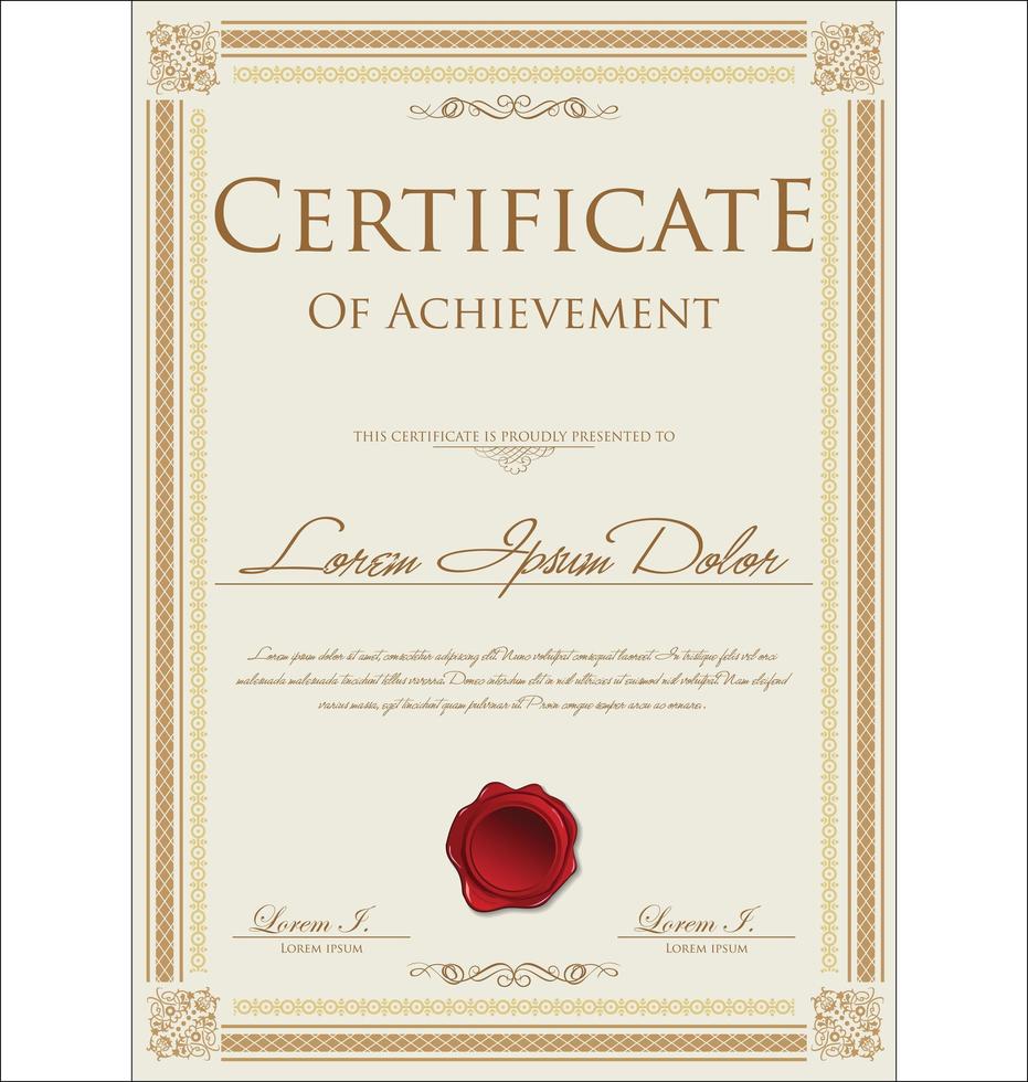 Golden Certificate or Diploma Design vector