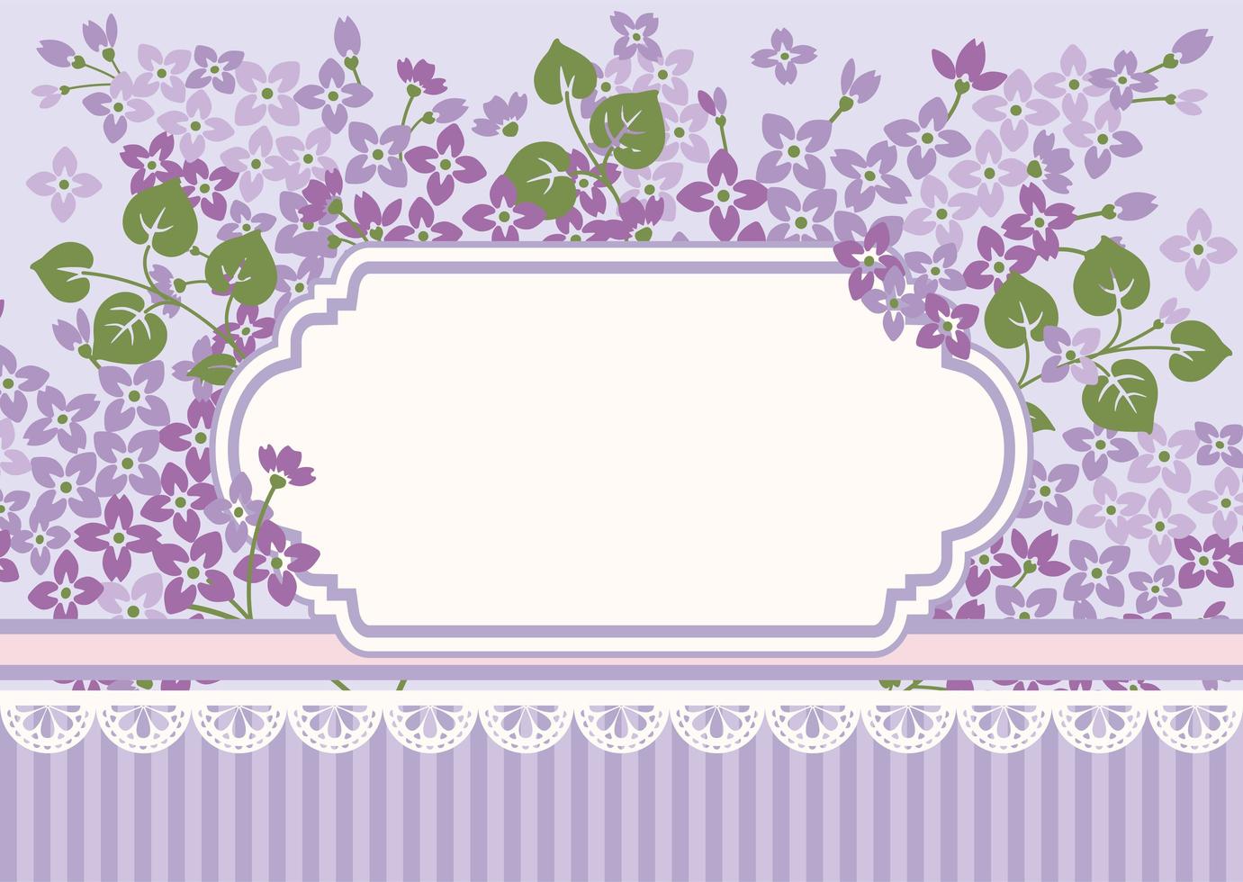 plantilla de tarjeta floral con lilas y marco vector