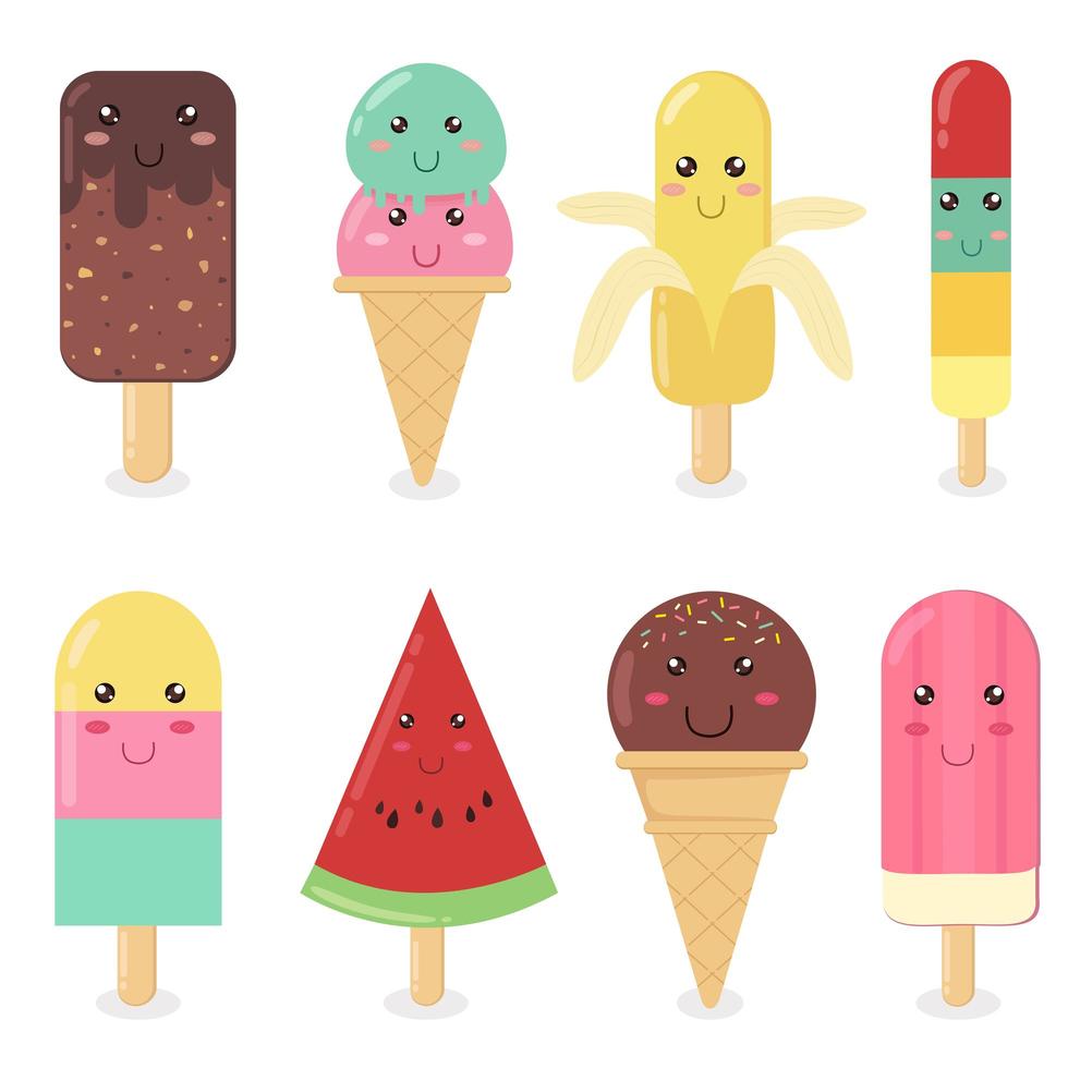 conjunto de helado emoji vector
