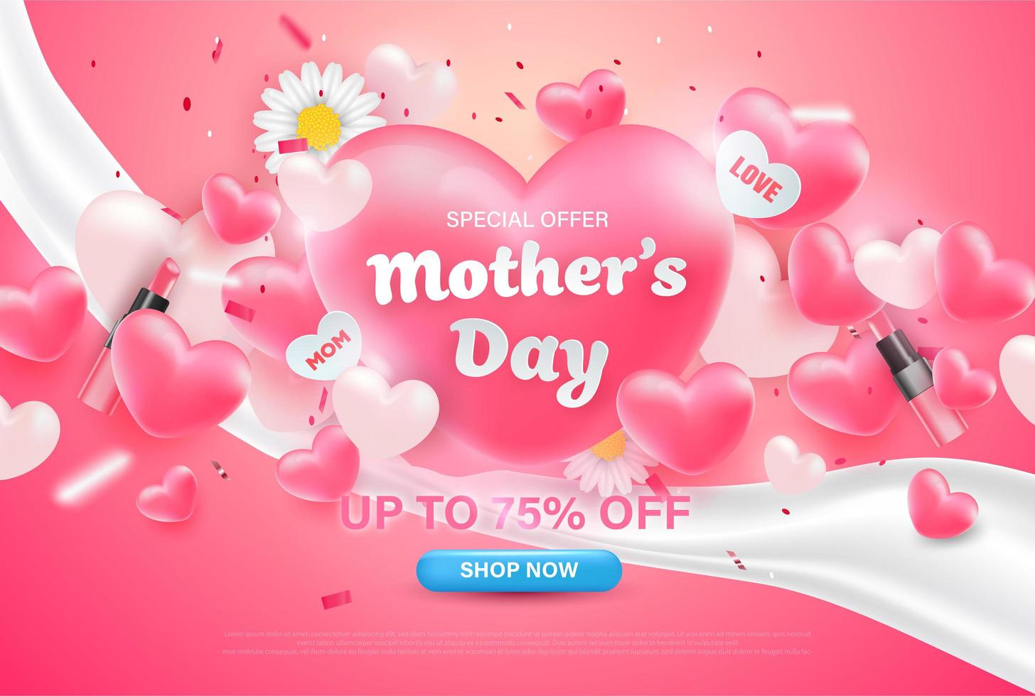 oferta especial corazón fondo del día de la madre. vector