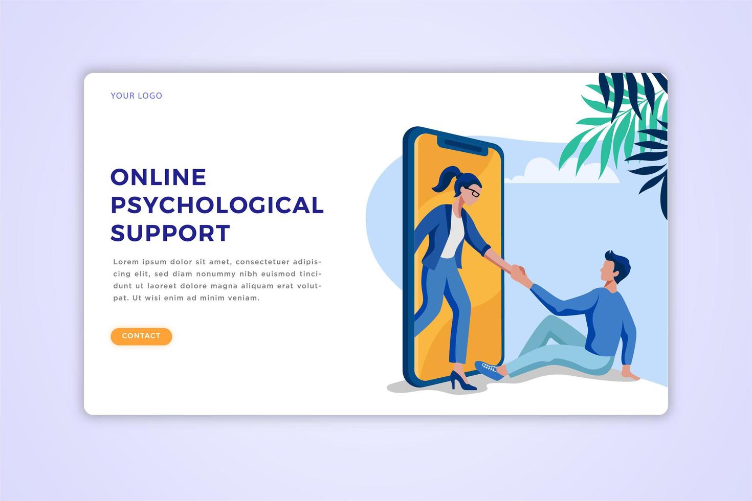 Psychological Support Landing Page vector