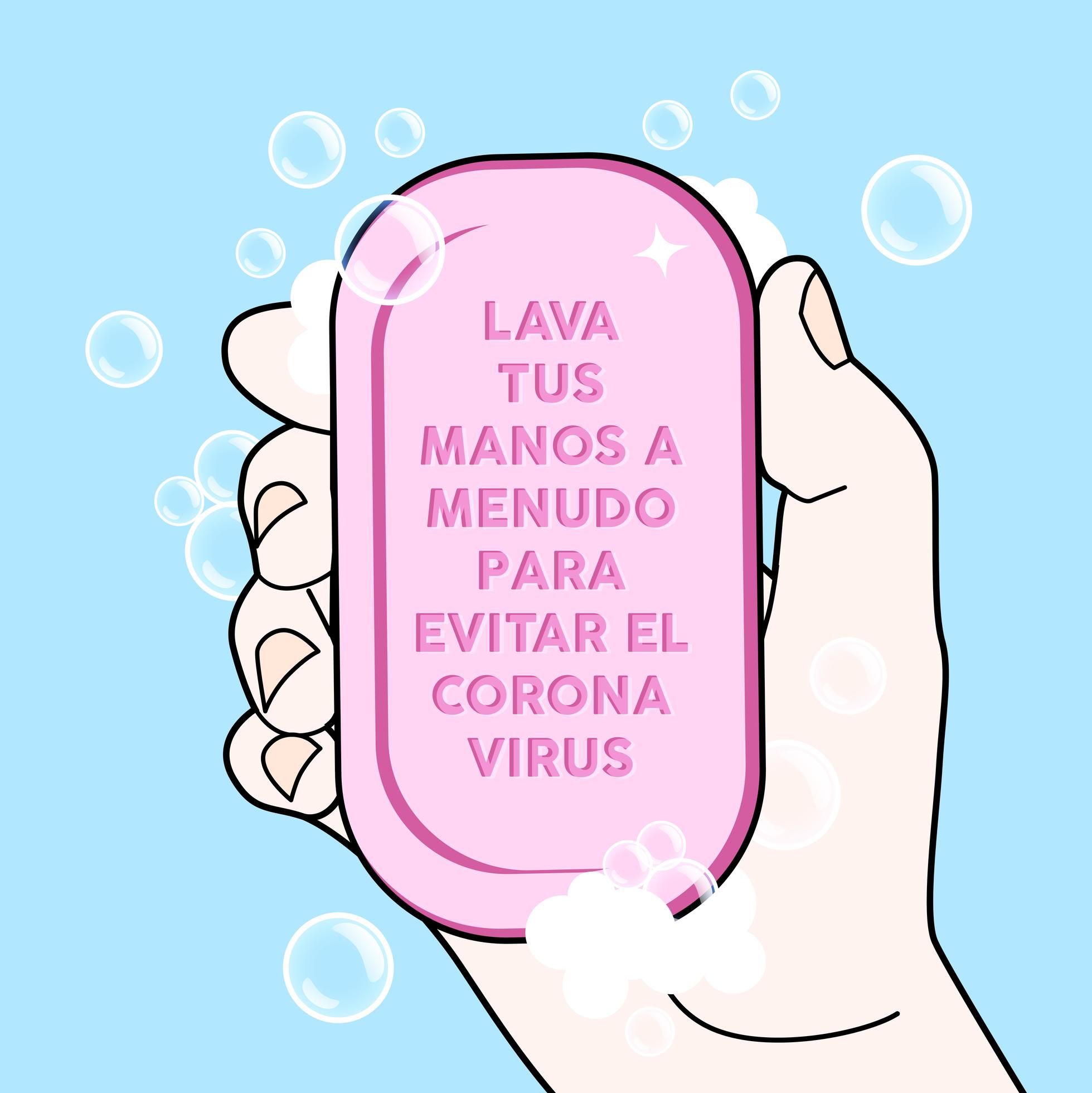 Hand holding bar of soap with instructions in Spanish 833749 Vector Art
