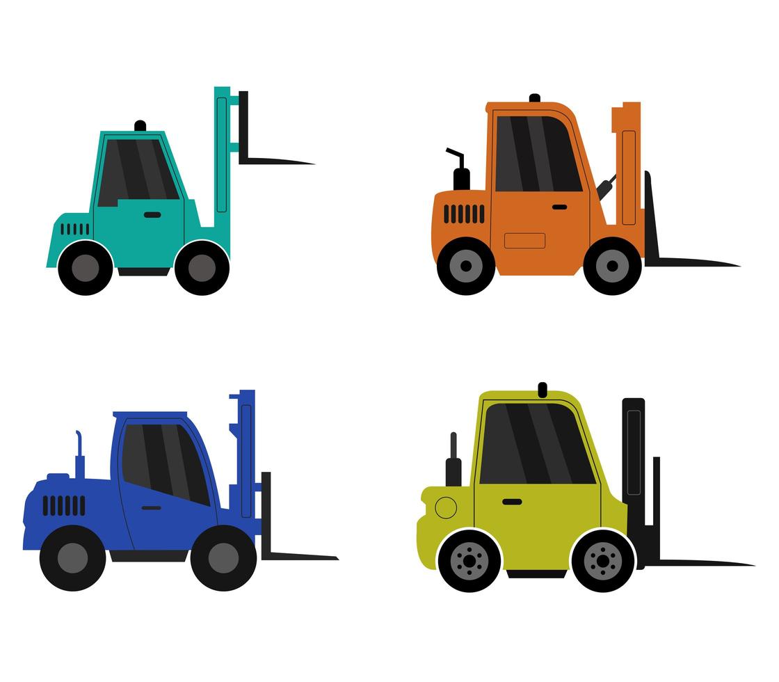 Forklift truck icons set  vector