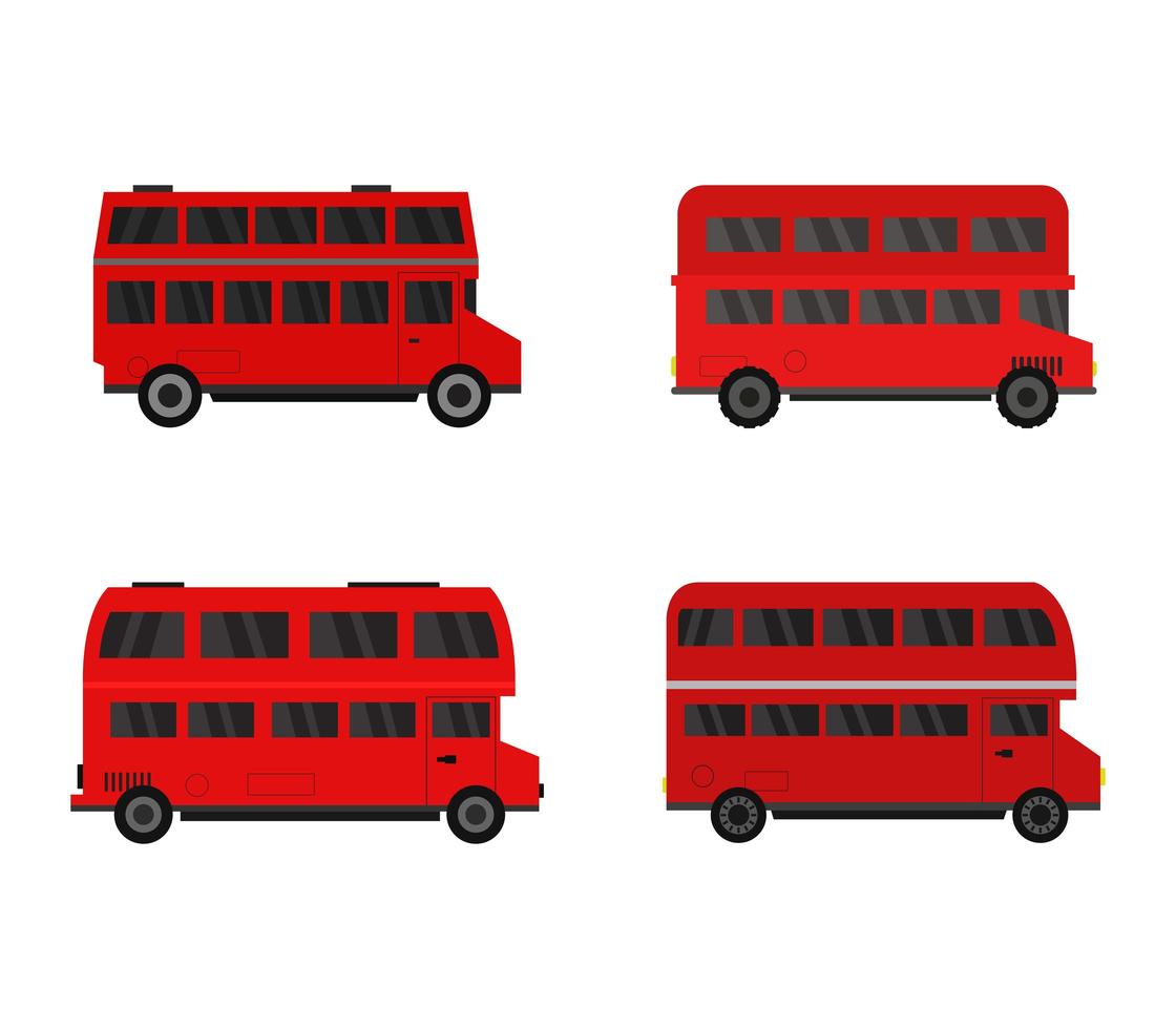 conjunto de iconos de autobús de dos pisos vector