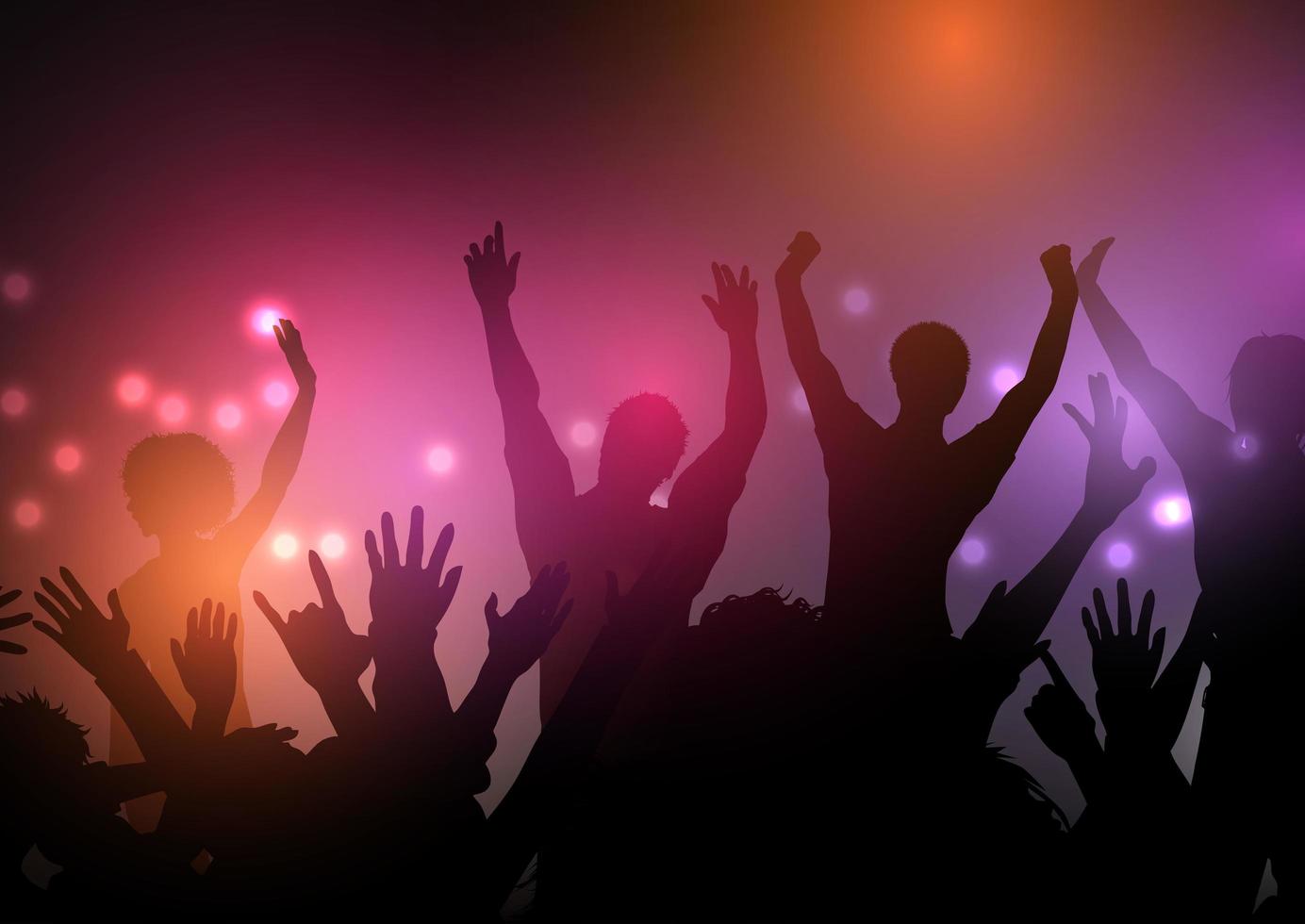 Party Crowd Silhouette with Lights vector