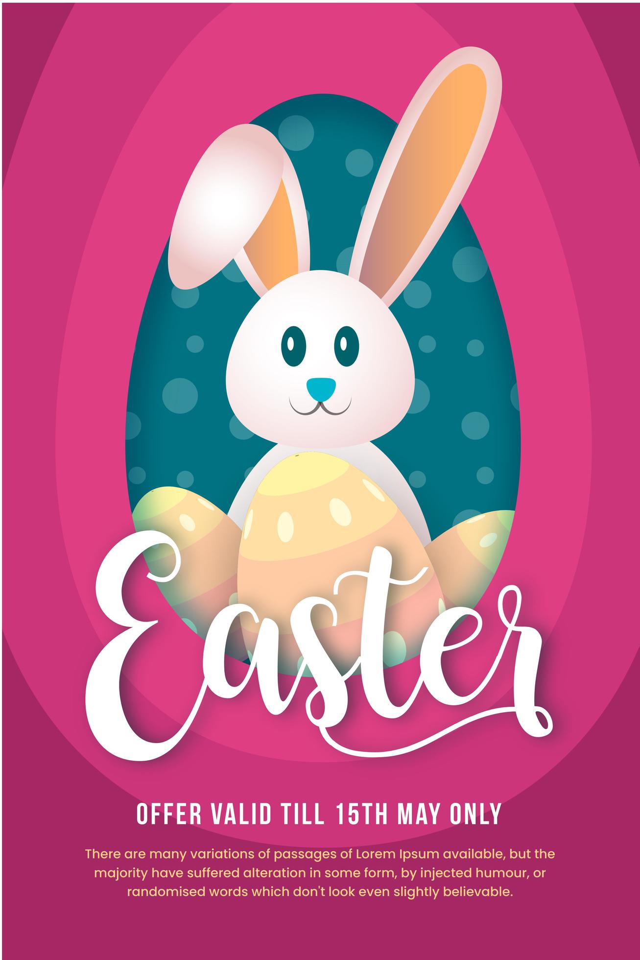 Easter Offer Poster with Rabbit and Eggs on Pink 833826 Vector Art at