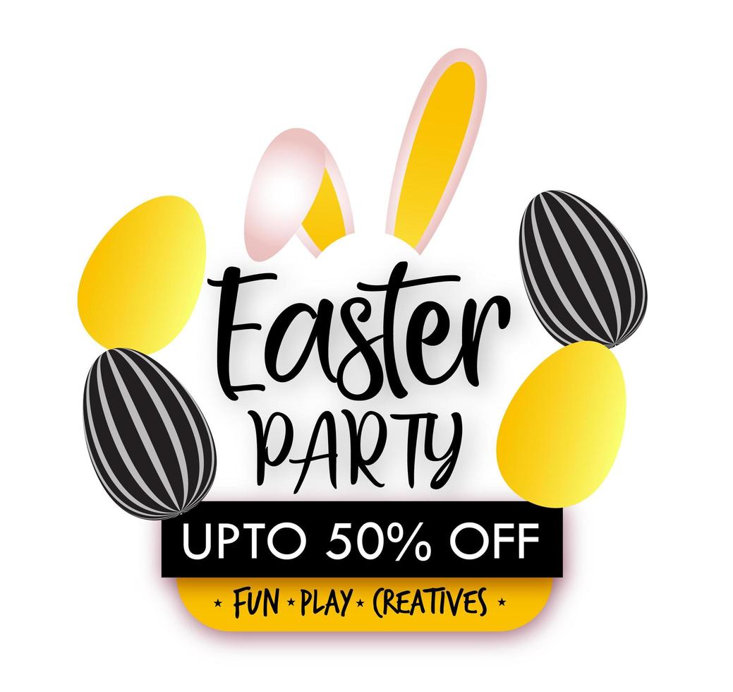 diseño de fiesta de pascua con orejas de conejo y huevos vector
