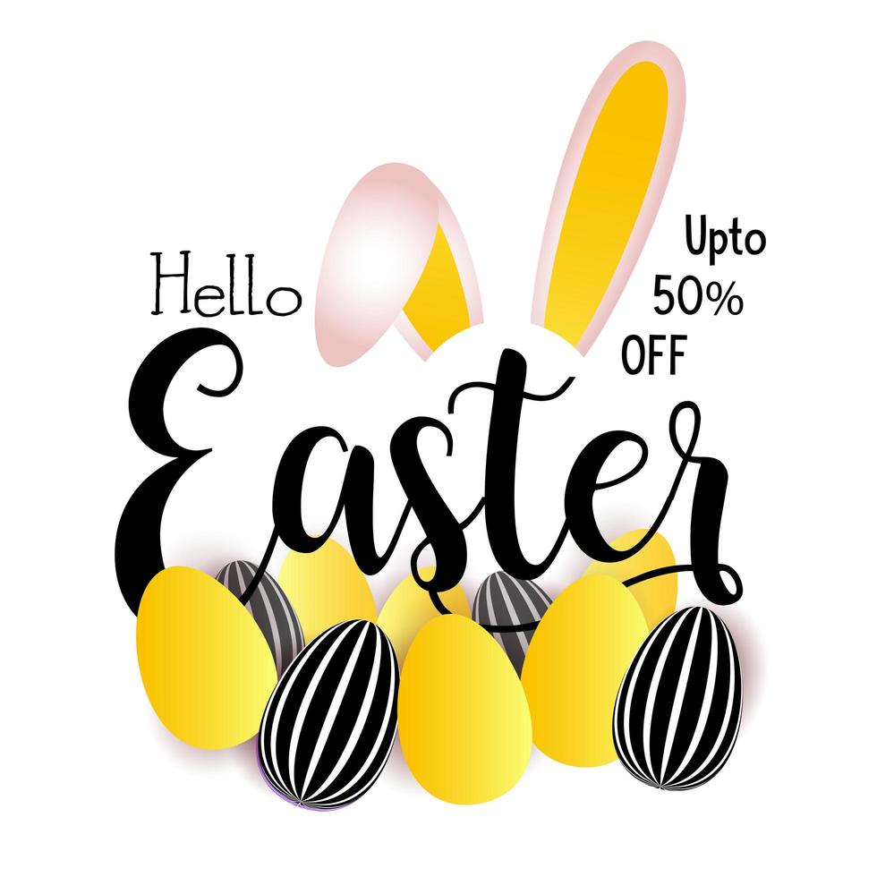 Easter Sale Design with Rabbit Ears and Eggs vector