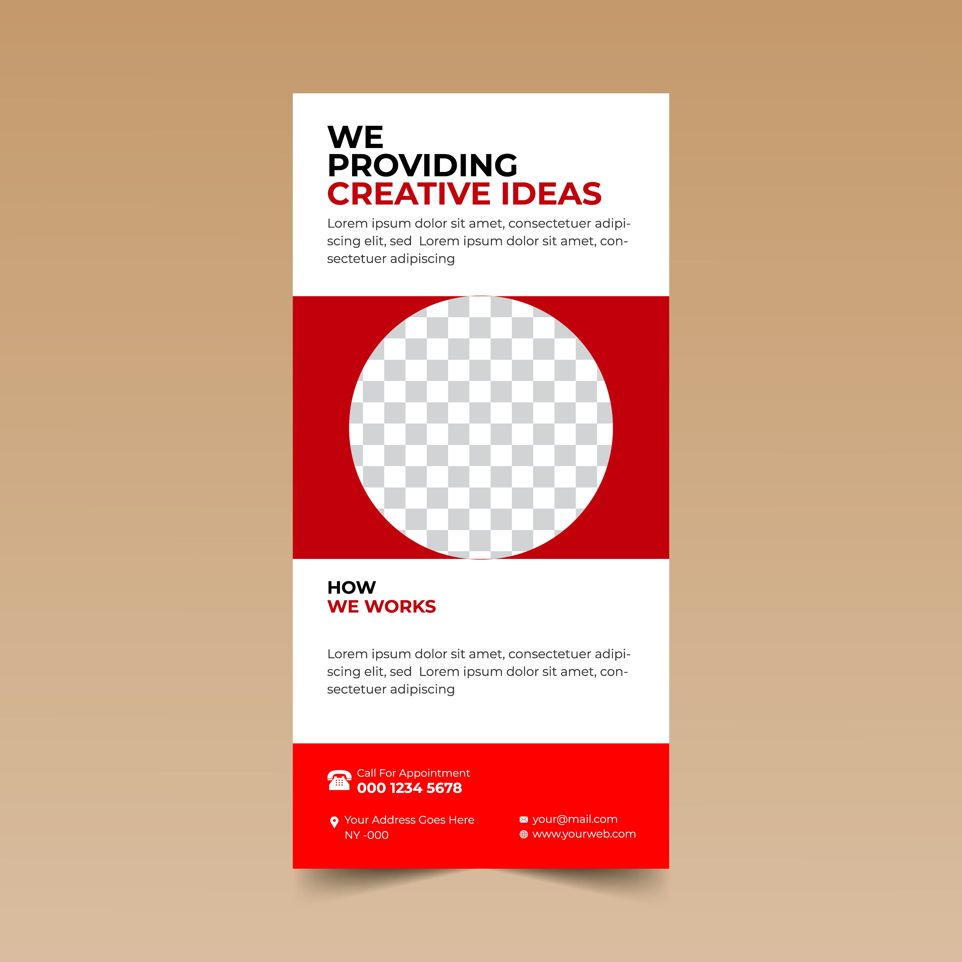 red vertical brochure card design template download free