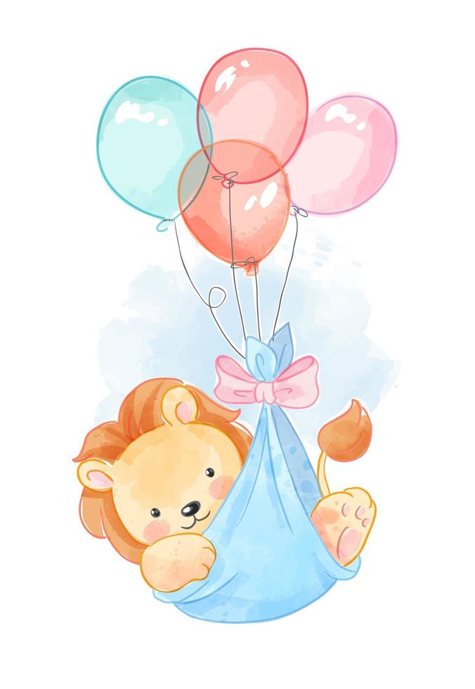 Lion in Balloon Cradle vector