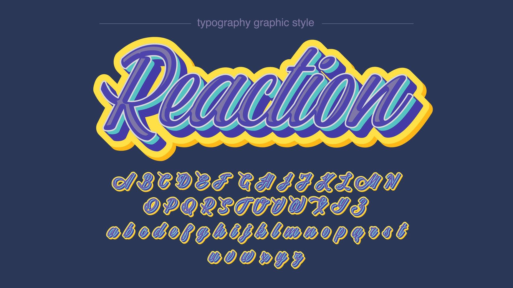 Blue Yellow 3D Calligraphy Style vector