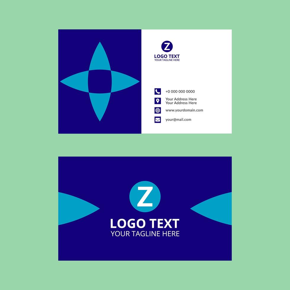 Light and Dark Blue Business Card Template vector