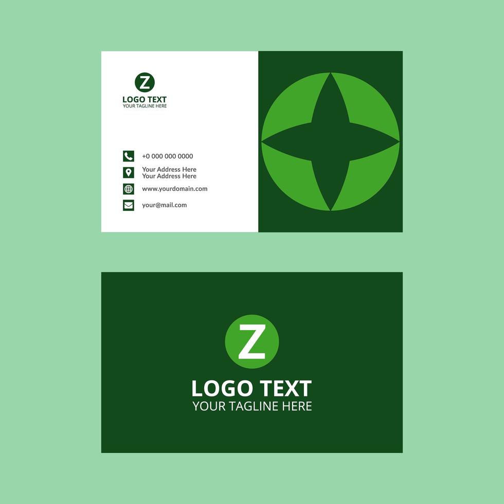 plantilla de tarjeta de visita geométrica verde y blanca vector