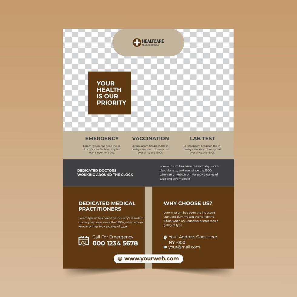 Brown Medical Flyer Design Template vector