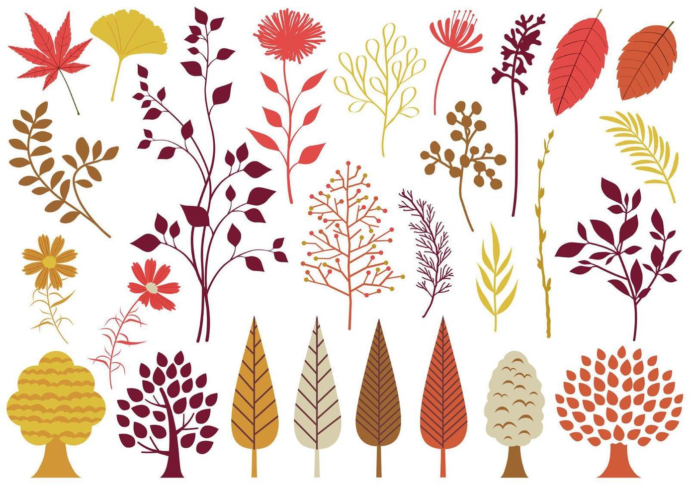 Set Of Autumn Botanical Elements vector