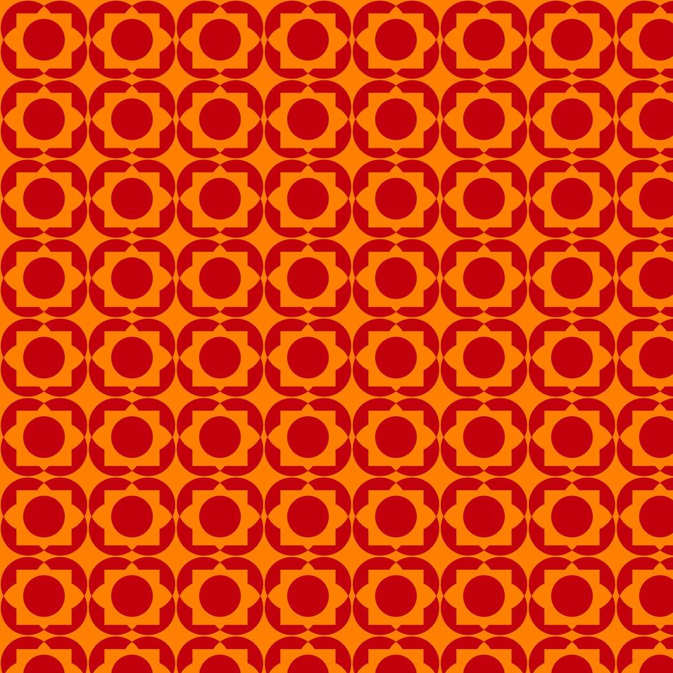 Bright Orange and Red Retro Shape Pattern  vector