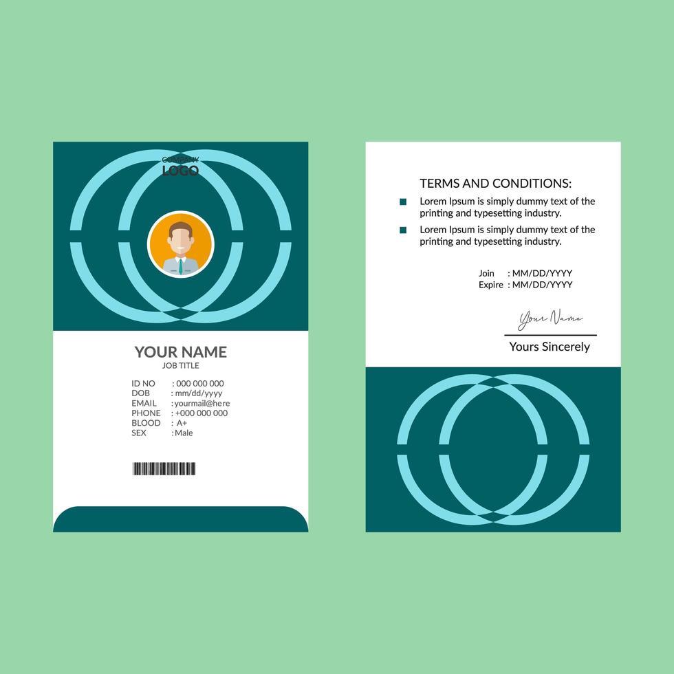 Cyan ID Card Design Template vector
