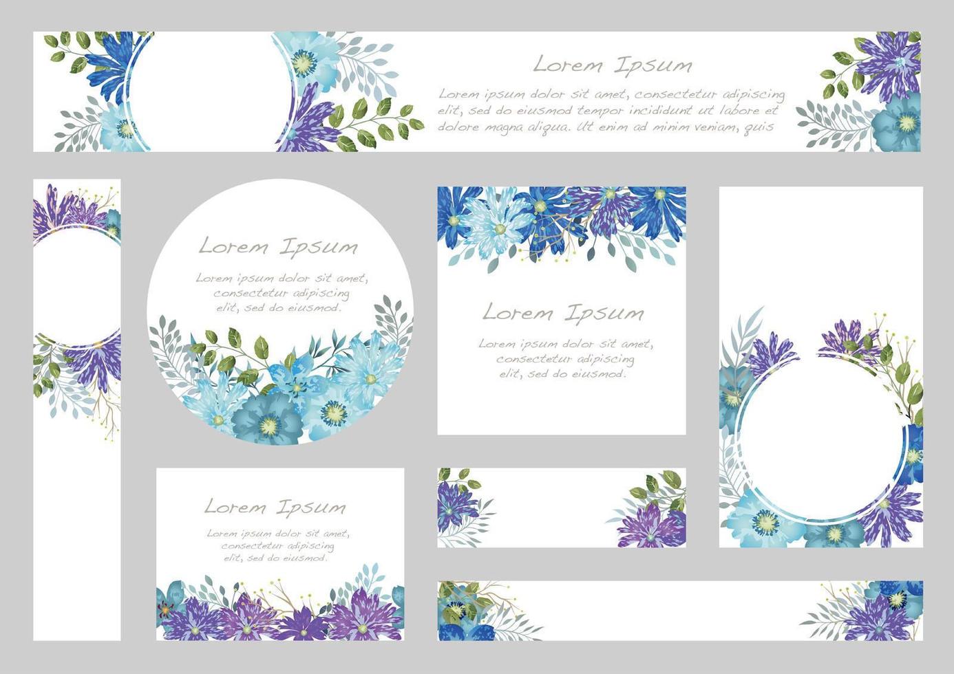 conjunto de fondos florales acuarelas con espacio de texto vector